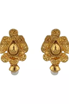 Traditional Party Wear Stone And Pearl Studded Gold Plated Jewellery Set