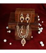 Traditional Party Wear Stone Studded Gold Plated Jewellery Set With Maangtika