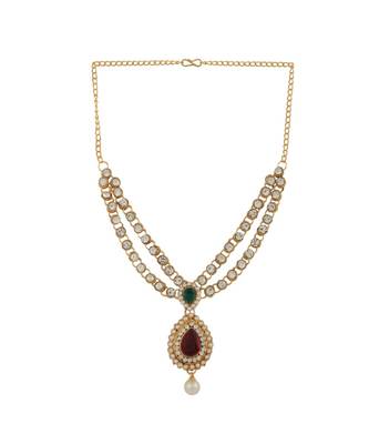 Traditional Party Wear Stone Studded Gold Plated Jewellery Set With Maangtika 3