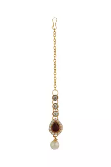 Traditional Party Wear Stone Studded Gold Plated Jewellery Set With Maangtika