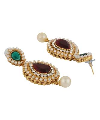 Traditional Party Wear Stone Studded Gold Plated Jewellery Set With Maangtika 7