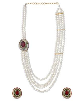 Traditional Party Wear Pearl Studded Gold Plated Jewellery Set 2
