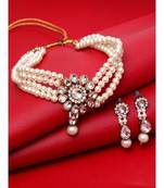 Traditional Pearl And stone Light Weight Party Wear Choker set