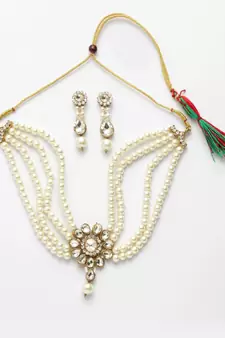 Traditional Pearl And stone Light Weight Party Wear Choker set