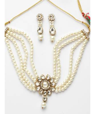 Traditional Pearl And stone Light Weight Party Wear Choker set 3