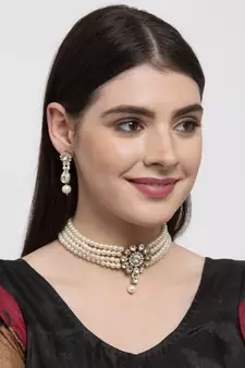 Traditional Pearl And stone Light Weight Party Wear Choker set