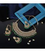 Gold Plated Traditional Kundan Ethnic Choker Necklace With Earring Maangtika