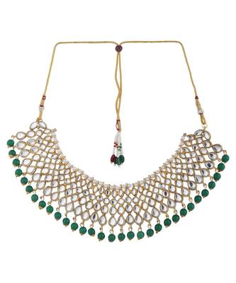Gold Plated Traditional Kundan Ethnic Choker Necklace With Earring Maangtika 3