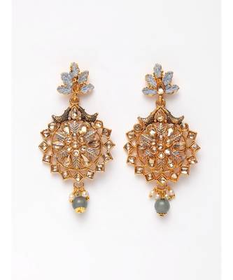 Traditional Goldplated Bridal Look Enamelled Choker With Earring Mangtika Onesize Grey 6