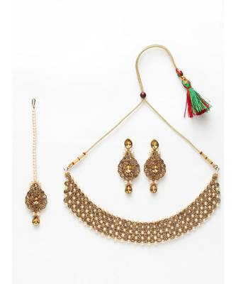 Trendy Gold Plated Jadau Jewellery Set For Women And Girls Onesize Gold 2