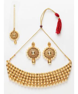 Trendy Gold Plated Jadau Jewellery Set For Women And Girls Onesize Off White 2