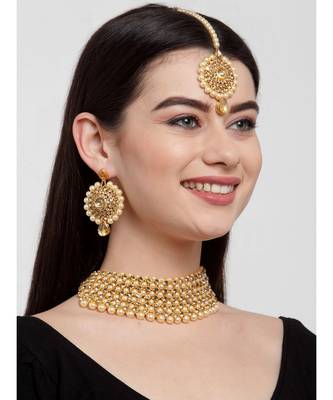 Trendy Gold Plated Jadau Jewellery Set For Women And Girls Onesize Off White 4