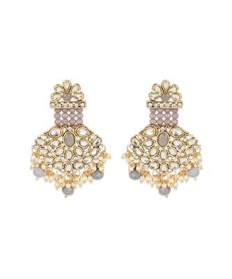 Traditional Gold Plated Pearl Kundan Rani Haar Onesize Grey 5