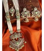 Traditional Gold Plated Pearl Kundan Rani Haar Onesize Sea Green