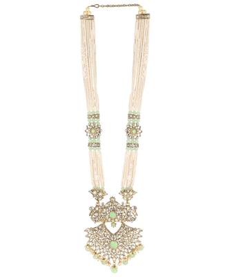 Traditional Gold Plated Pearl Kundan Rani Haar Onesize Sea Green 3