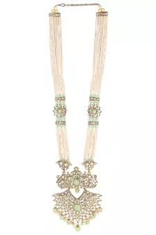 Traditional Gold Plated Pearl Kundan Rani Haar Onesize Sea Green