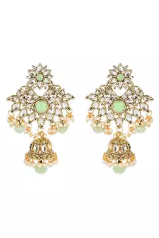 Traditional Gold Plated Pearl Kundan Rani Haar Onesize Sea Green