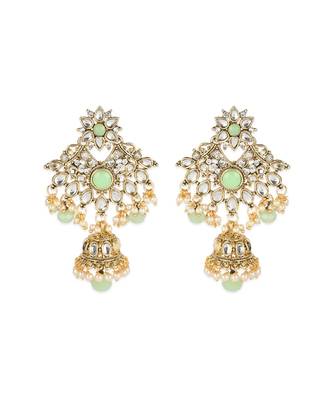 Traditional Gold Plated Pearl Kundan Rani Haar Onesize Sea Green 6