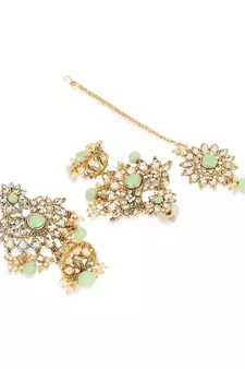 Traditional Gold Plated Pearl Kundan Rani Haar Onesize Sea Green