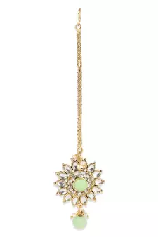 Traditional Gold Plated Pearl Kundan Rani Haar Onesize Sea Green