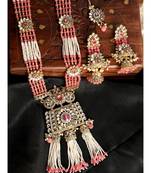 Traditional Gold Plated Pearl Kundan Rani Haar Onesize Pink