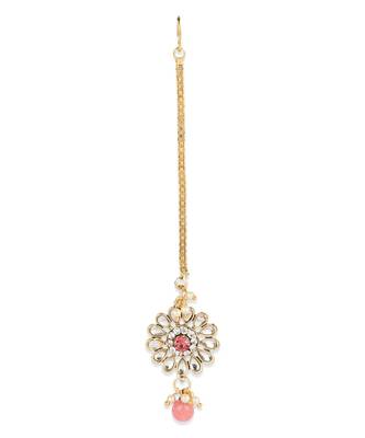 Traditional Gold Plated Pearl Kundan Rani Haar Onesize Pink 6