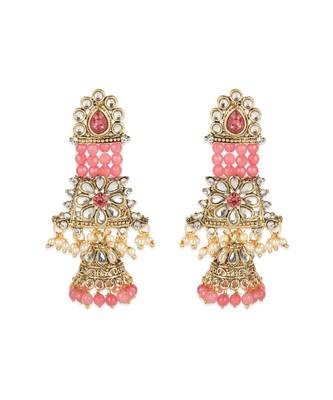 Traditional Gold Plated Pearl Kundan Rani Haar Onesize Pink 7
