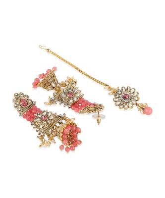 Traditional Gold Plated Pearl Kundan Rani Haar Onesize Pink 8