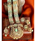 Traditional Gold Plated Pearl Kundan Rani Haar With Earring And Maangtika
