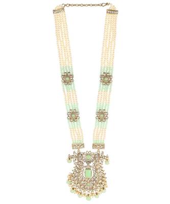 Traditional Gold Plated Pearl Kundan Rani Haar With Earring And Maangtika 3