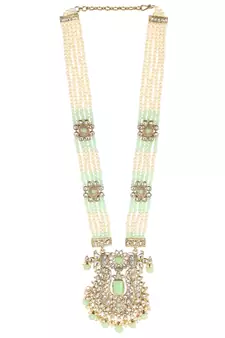 Traditional Gold Plated Pearl Kundan Rani Haar With Earring And Maangtika
