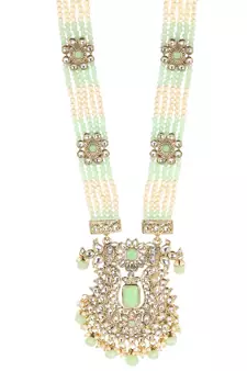 Traditional Gold Plated Pearl Kundan Rani Haar With Earring And Maangtika