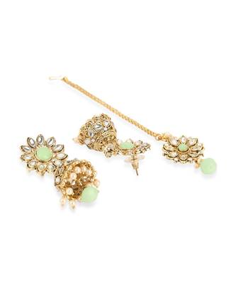 Traditional Gold Plated Pearl Kundan Rani Haar With Earring And Maangtika 8