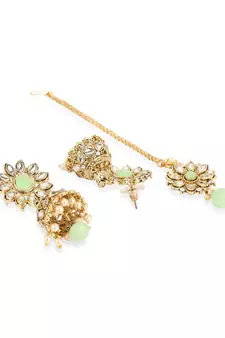 Traditional Gold Plated Pearl Kundan Rani Haar With Earring And Maangtika