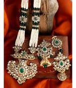 Traditional Gold Plated Pearl Kundan Rani Haar With Earring And Maangtika