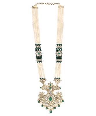 Traditional Gold Plated Pearl Kundan Rani Haar With Earring And Maangtika 3