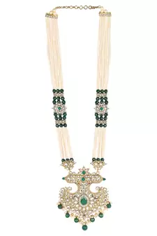 Traditional Gold Plated Pearl Kundan Rani Haar With Earring And Maangtika