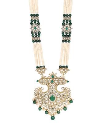 Traditional Gold Plated Pearl Kundan Rani Haar With Earring And Maangtika 4