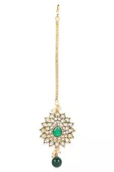 Traditional Gold Plated Pearl Kundan Rani Haar With Earring And Maangtika
