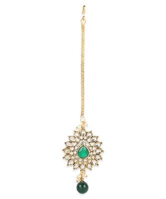 Traditional Gold Plated Pearl Kundan Rani Haar With Earring And Maangtika 6