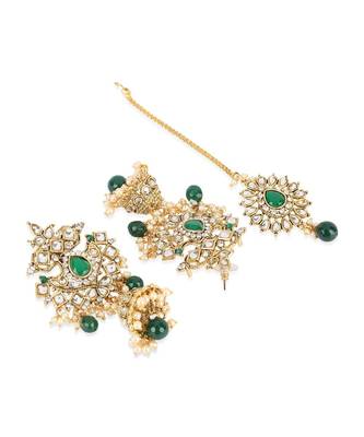 Traditional Gold Plated Pearl Kundan Rani Haar With Earring And Maangtika 8