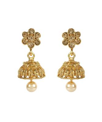 Traditional Gold Plated Designer Tasselled Bridal Necklace With Jhumkas 5