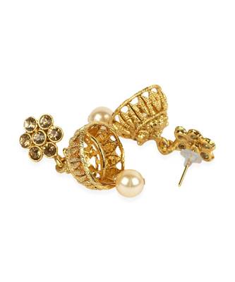 Traditional Gold Plated Designer Tasselled Bridal Necklace With Jhumkas 7