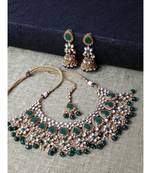 Tradtional Gold Plated Kundan Green Choker Bridal Necklace