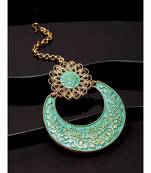 Gold Plated & Turquoise Blue Enameled Hand Painted Traditional Maang Tikka Onesize Turquoise Blue