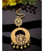 Traditional Gold Plated Stone and Beads Enamelled Maangtika for Women and Girls