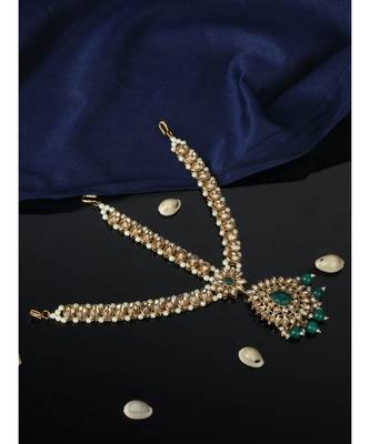 Designer Gold Plated Stone Studded Party Wear Maathapatti 1