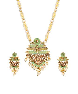 Women Gold Toned & Sea Green Coloured Jewellery Set 2