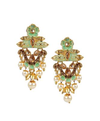 Women Gold Toned & Sea Green Coloured Jewellery Set 4