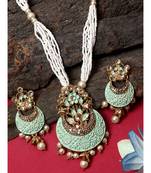 Women Gold Toned &  Sea Green Coloured Jewellery Set